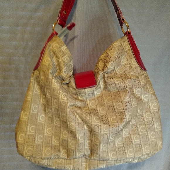 Liz Claiborne Designer Red and Tan Monogram Women's Shoulder Bag - Picture 3 of 5